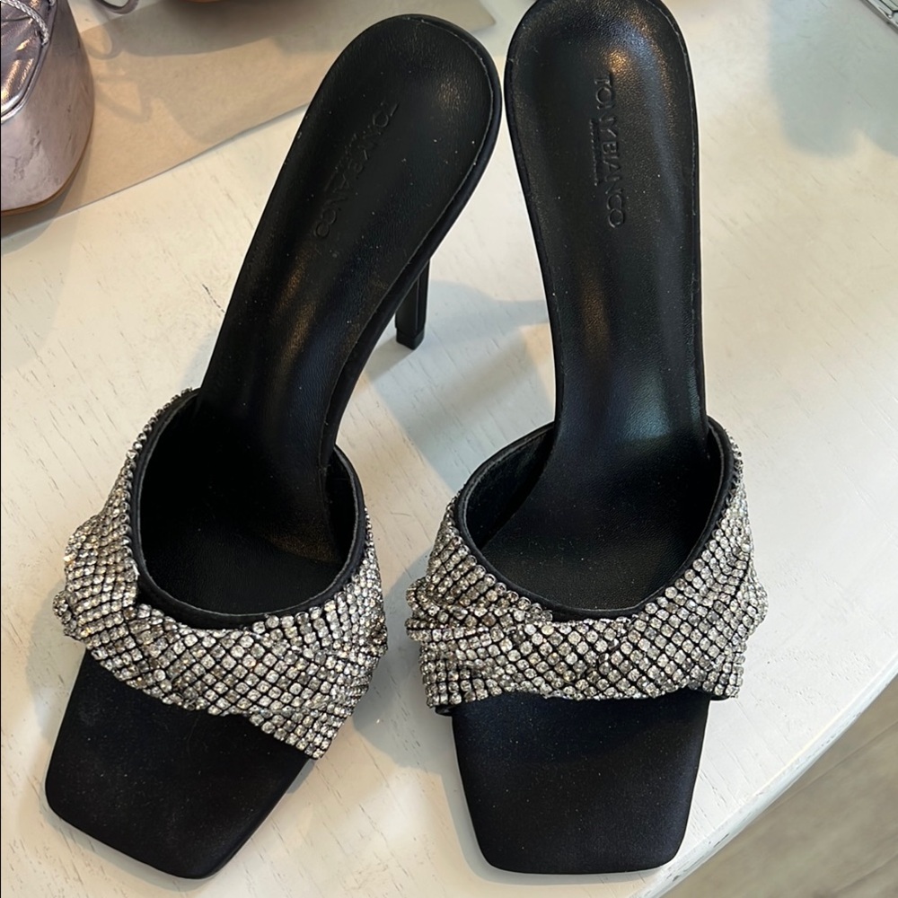 Tony Bianco Black and Silver Women's Heels by Steve Madden